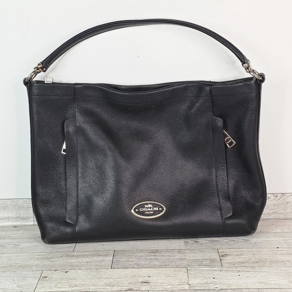 Coach Scout Hobo Crossbody Shoulder Handbag Black Pebble Leather - MISSING STRAP